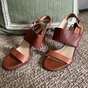 Via Spiga Two-Tone Brown Leather Heels / Sandals - Size 7